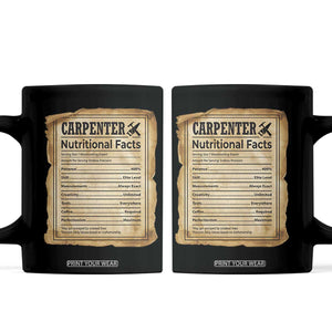 Woodworker Nutrition Label Coffee Mug Carpenter Nutritional Facts Graphic