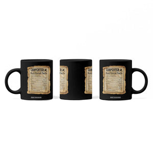 Woodworker Nutrition Label Coffee Mug Carpenter Nutritional Facts Graphic