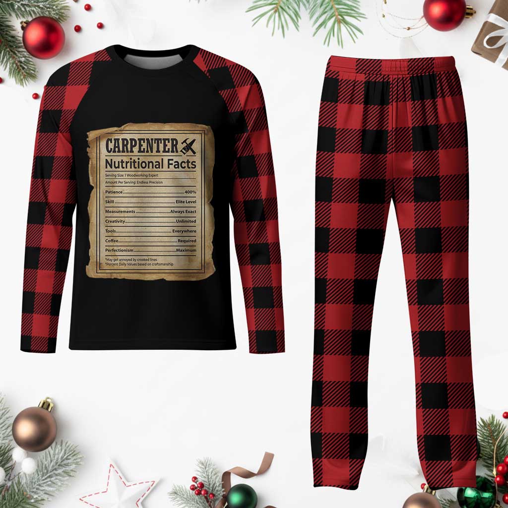 Woodworker Nutrition Label Plaid Pajama Set Carpenter Nutritional Facts Graphic
