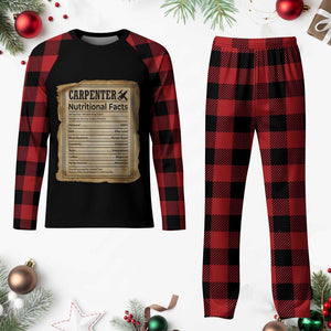 Woodworker Nutrition Label Plaid Pajama Set Carpenter Nutritional Facts Graphic