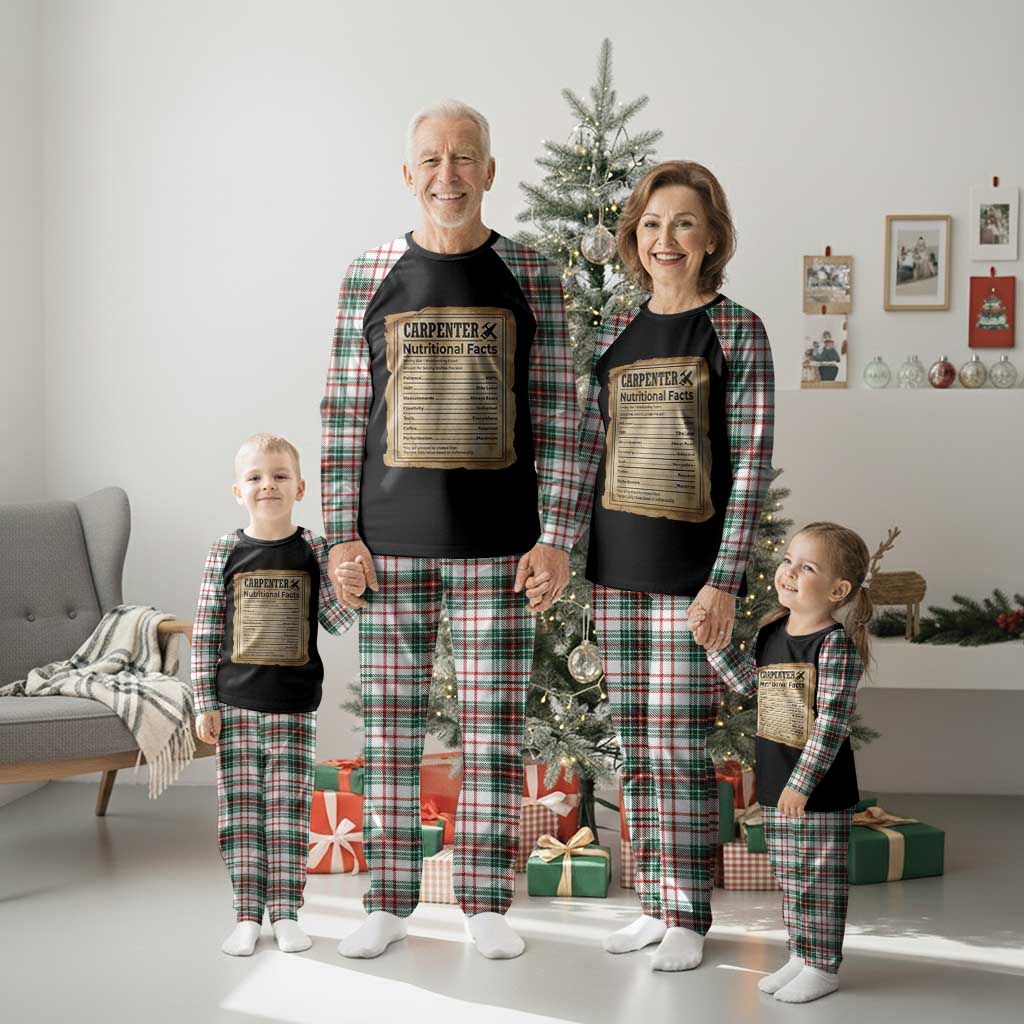Woodworker Nutrition Label Plaid Pajama Set Carpenter Nutritional Facts Graphic