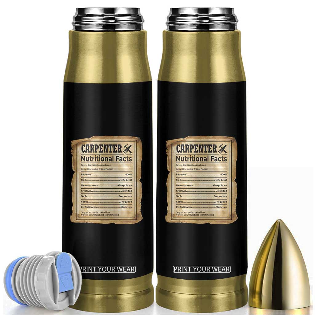 Woodworker Nutrition Label Bullet Tumbler Carpenter Nutritional Facts Graphic TS12 Black Print Your Wear