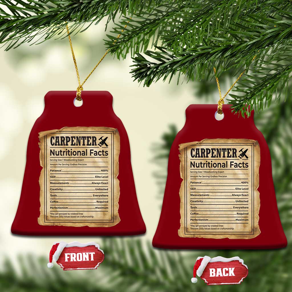 Woodworker Nutrition Label Ceramic Ornament Carpenter Nutritional Facts Graphic
