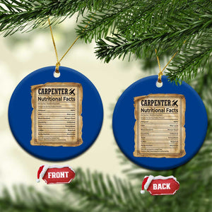 Woodworker Nutrition Label Ceramic Ornament Carpenter Nutritional Facts Graphic