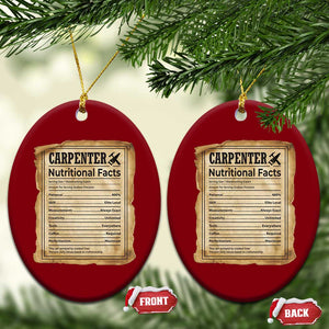 Woodworker Nutrition Label Ceramic Ornament Carpenter Nutritional Facts Graphic
