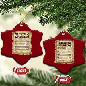 Woodworker Nutrition Label Ceramic Ornament Carpenter Nutritional Facts Graphic