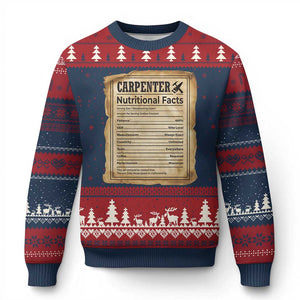 Woodworker Nutrition Label Ugly Christmas Sweater Carpenter Nutritional Facts Graphic TS12 Navy Red Print Your Wear