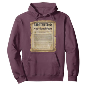 Woodworker Nutrition Label Hoodie Carpenter Nutritional Facts Graphic TS12 Maroon Print Your Wear