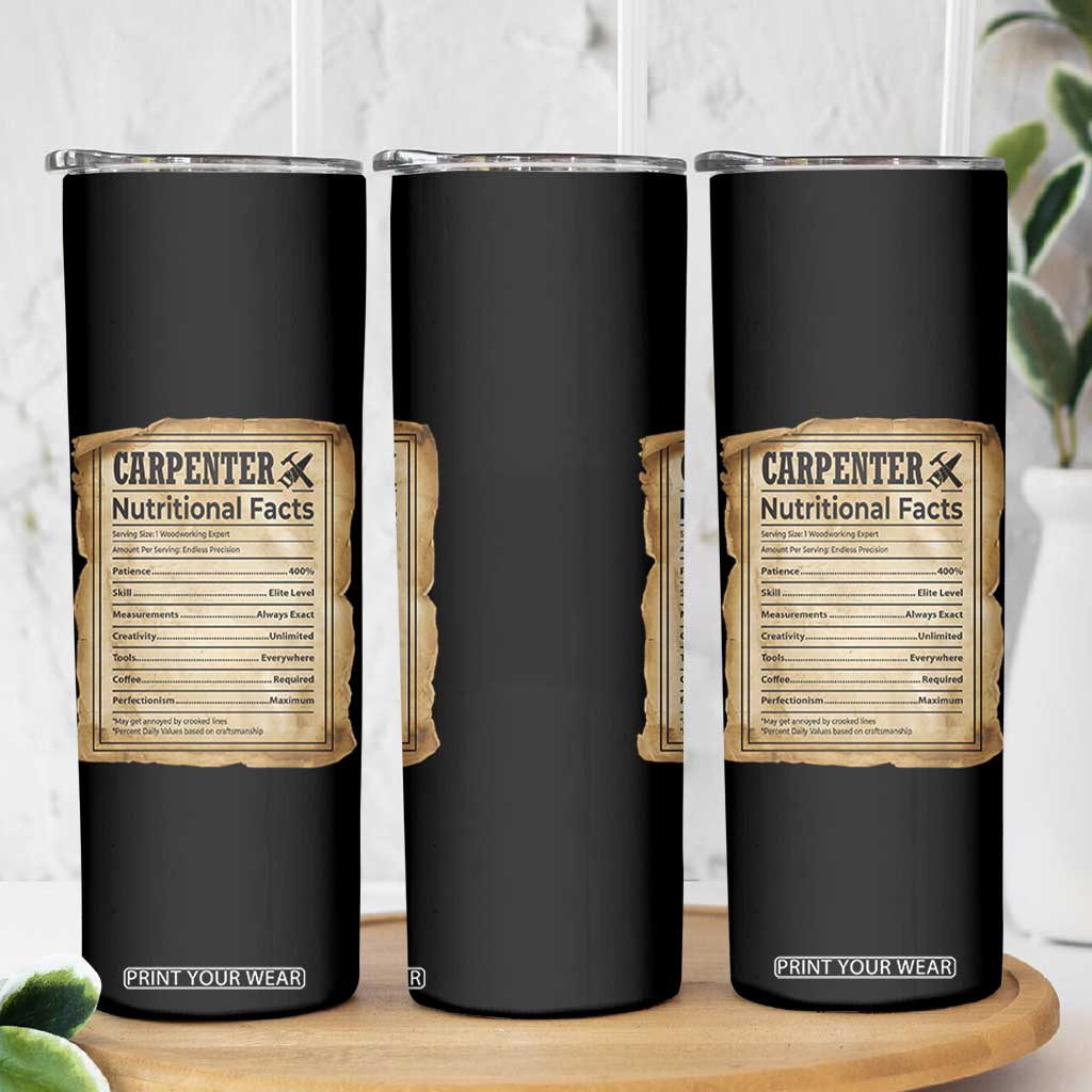 Woodworker Nutrition Label Skinny Tumbler Carpenter Nutritional Facts Graphic TS12 Print Your Wear