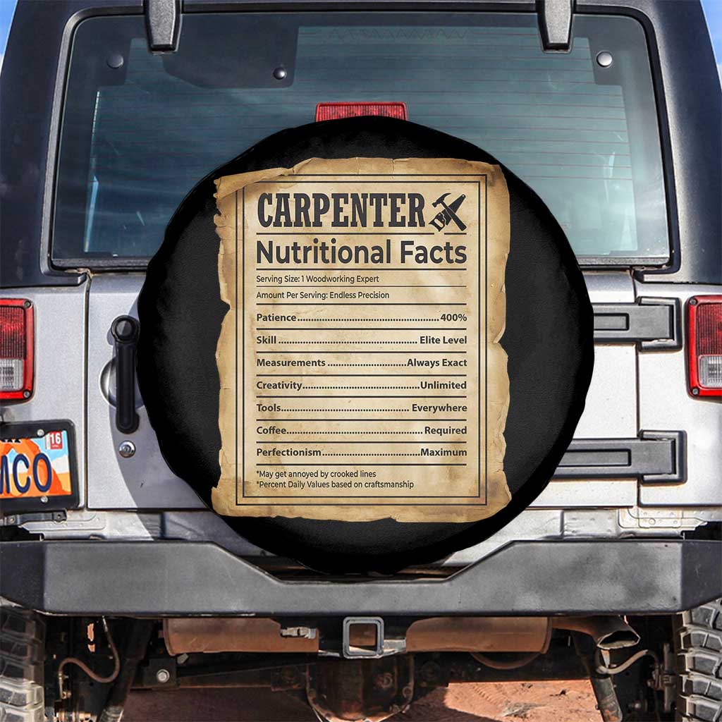 Woodworker Nutrition Label Spare Tire Cover Carpenter Nutritional Facts Graphic TS12 No hole Black Print Your Wear