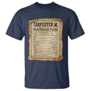 Woodworker Nutrition Label T Shirt Carpenter Nutritional Facts Graphic TS12 Navy Print Your Wear