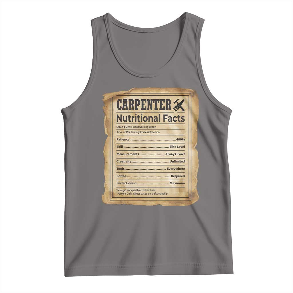 Woodworker Nutrition Label Tank Top Carpenter Nutritional Facts Graphic TS12 Deep Heather Print Your Wear