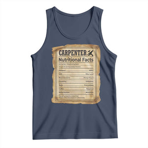 Woodworker Nutrition Label Tank Top Carpenter Nutritional Facts Graphic TS12 Navy Print Your Wear