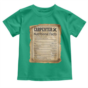 Woodworker Nutrition Label Toddler T Shirt Carpenter Nutritional Facts Graphic TS12 Irish Green Print Your Wear