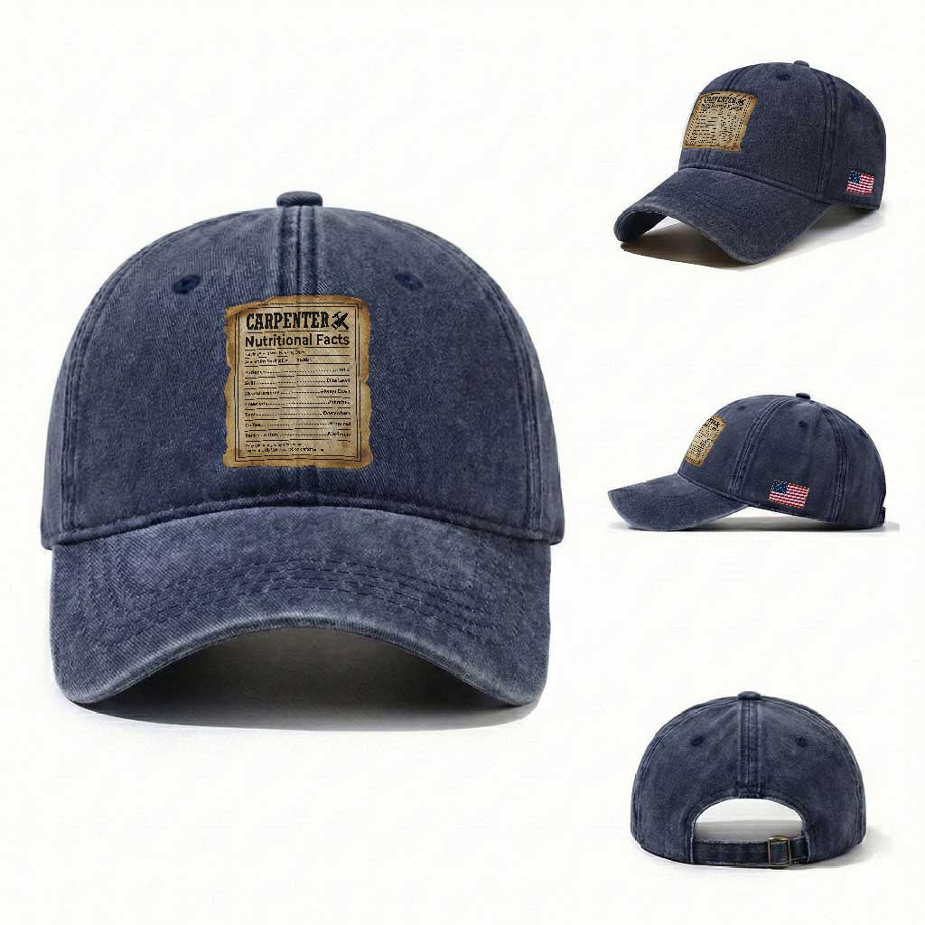 Woodworker Nutrition Label Washed Cotton Baseball Cap Carpenter Nutritional Facts Graphic