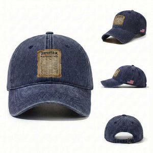 Woodworker Nutrition Label Washed Cotton Baseball Cap Carpenter Nutritional Facts Graphic