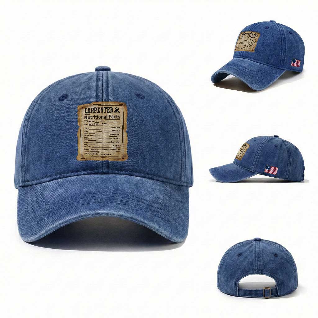 Woodworker Nutrition Label Washed Cotton Baseball Cap Carpenter Nutritional Facts Graphic