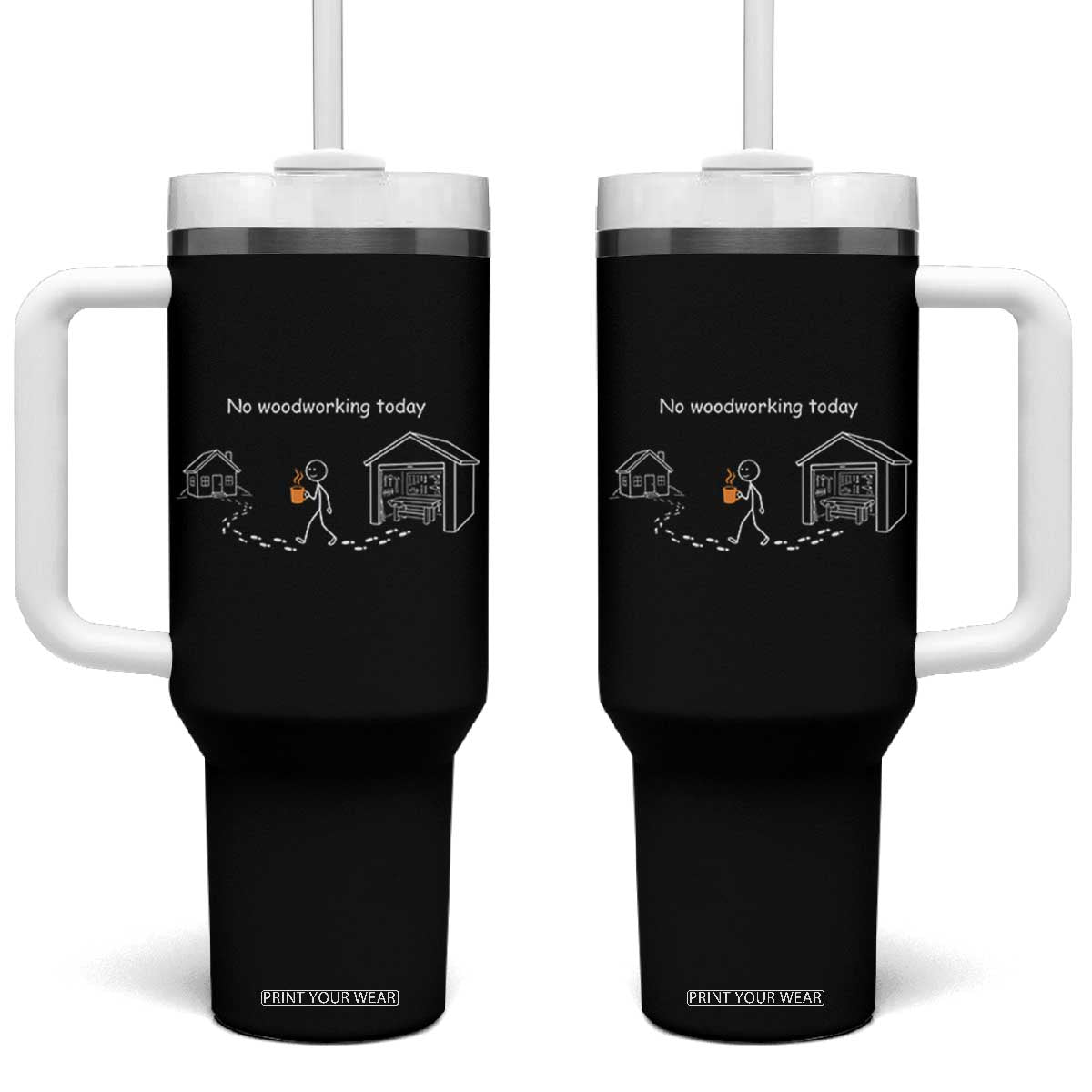Funny Stickman Carpenter Tumbler With Handle No Woodworking Today TS12 One Size: 40 oz Black Print Your Wear