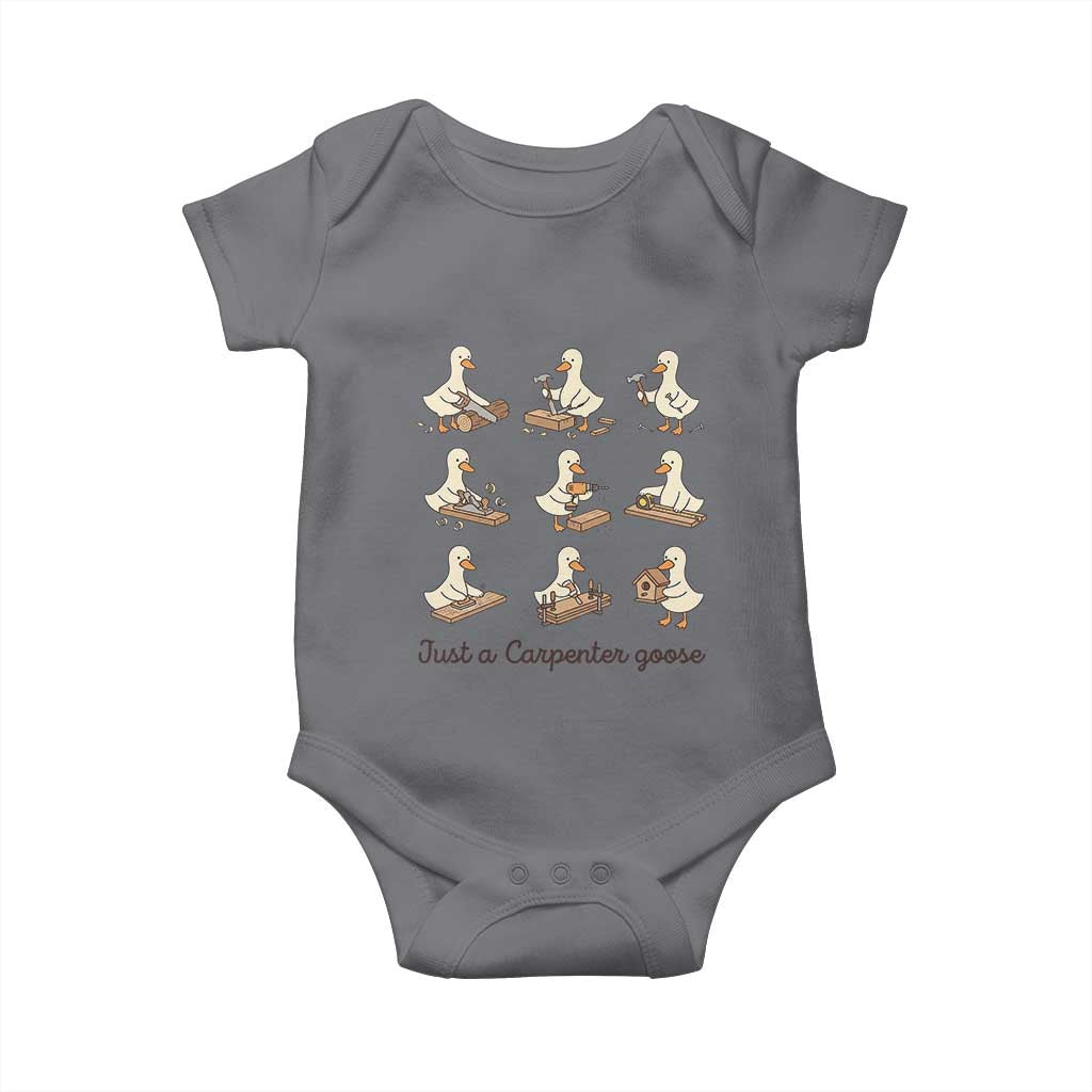 Funny Woodworker Graphic Baby Onesie Just A Carpenter Goose TS12 Charcoal Print Your Wear