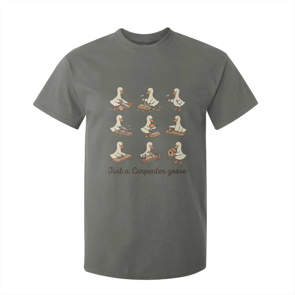 Funny Woodworker Graphic T Shirt For Kid Just A Carpenter Goose TS12 Military Green Print Your Wear