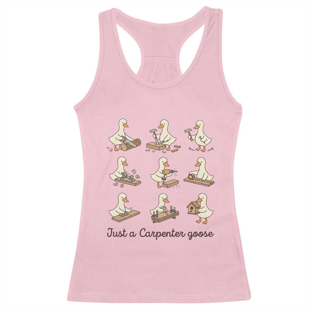 Funny Woodworker Graphic Racerback Tank Top Just A Carpenter Goose