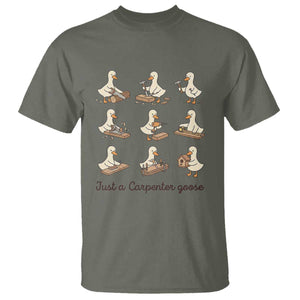 Funny Woodworker Graphic T Shirt Just A Carpenter Goose TS12 Military Green Print Your Wear