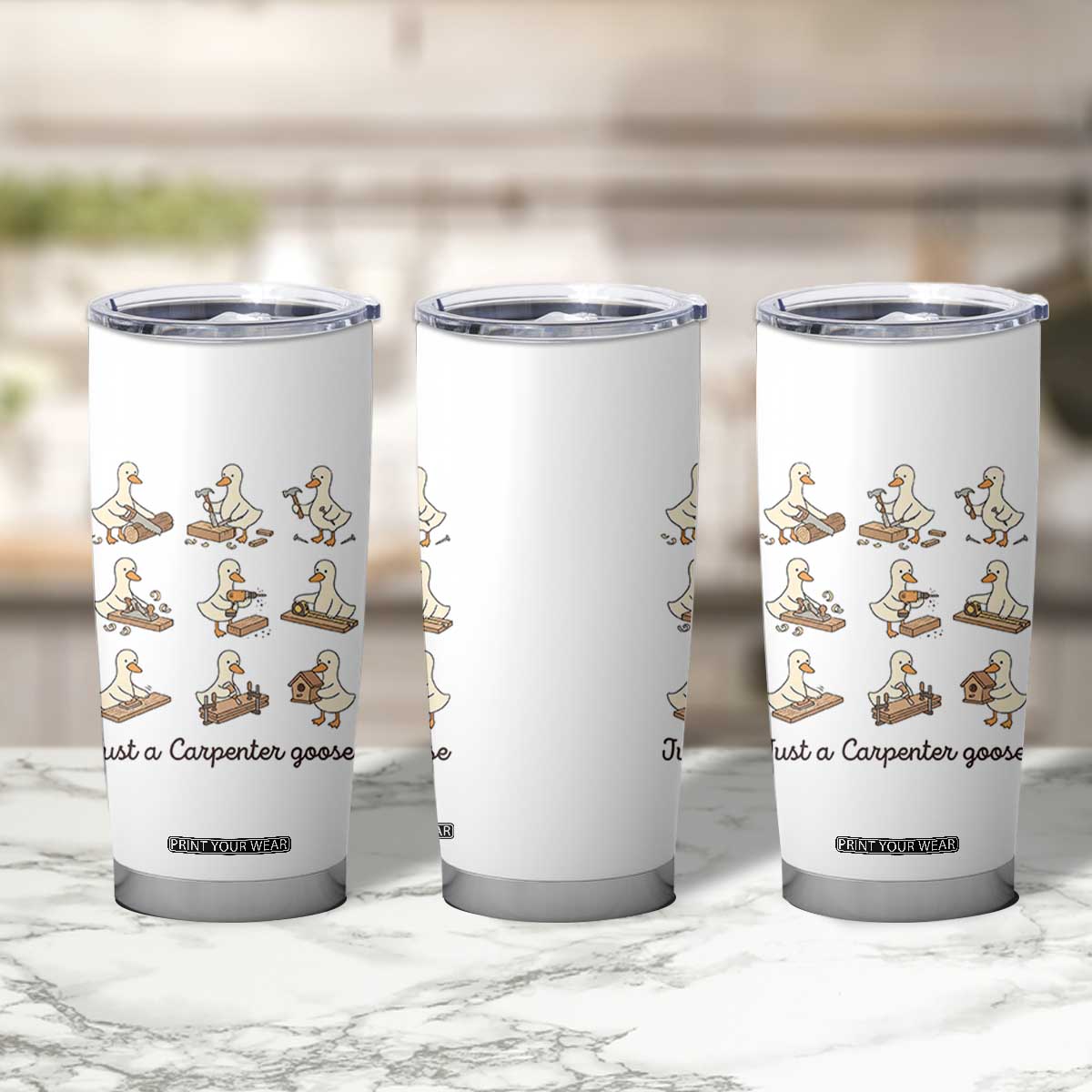 Funny Woodworker Graphic Tumbler Cup Just A Carpenter Goose