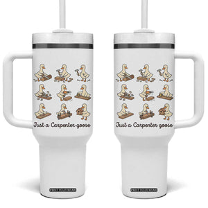 Funny Woodworker Graphic Tumbler With Handle Just A Carpenter Goose