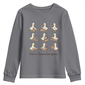 Funny Woodworker Graphic Youth Sweatshirt Just A Carpenter Goose TS12 Charcoal Print Your Wear