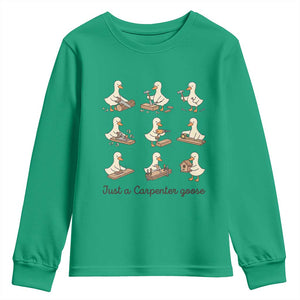 Funny Woodworker Graphic Youth Sweatshirt Just A Carpenter Goose TS12 Irish Green Print Your Wear
