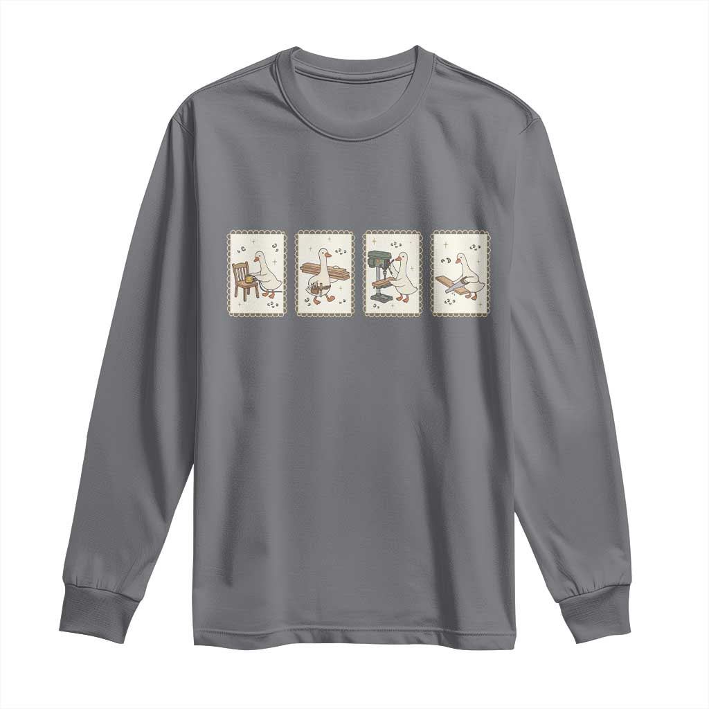 Silly Goose Carpenter Long Sleeve Shirt Funny Woodworker Dad Gift TS12 Charcoal Print Your Wear