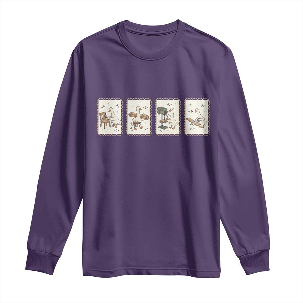 Silly Goose Carpenter Long Sleeve Shirt Funny Woodworker Dad Gift TS12 Purple Print Your Wear