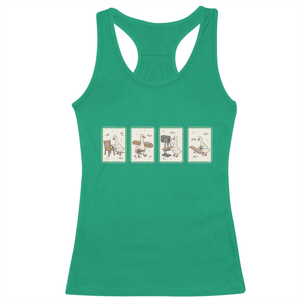 Silly Goose Carpenter Racerback Tank Top Funny Woodworker Dad Gift TS12 Irish Green Print Your Wear