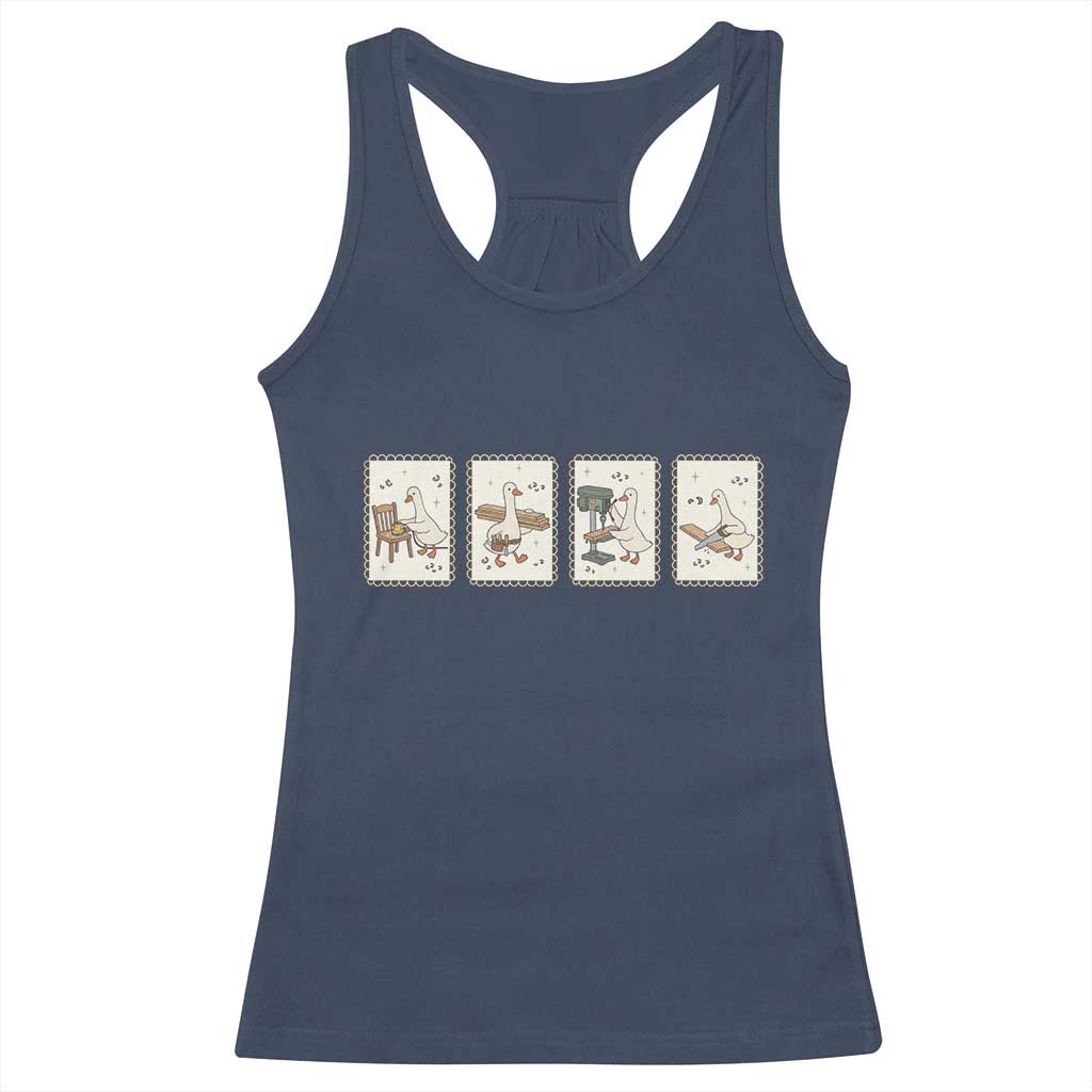 Silly Goose Carpenter Racerback Tank Top Funny Woodworker Dad Gift TS12 Navy Print Your Wear