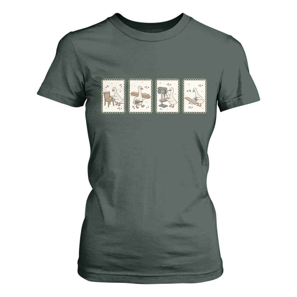 Silly Goose Carpenter T Shirt For Women Funny Woodworker Dad Gift TS12 Dark Forest Green Print Your Wear