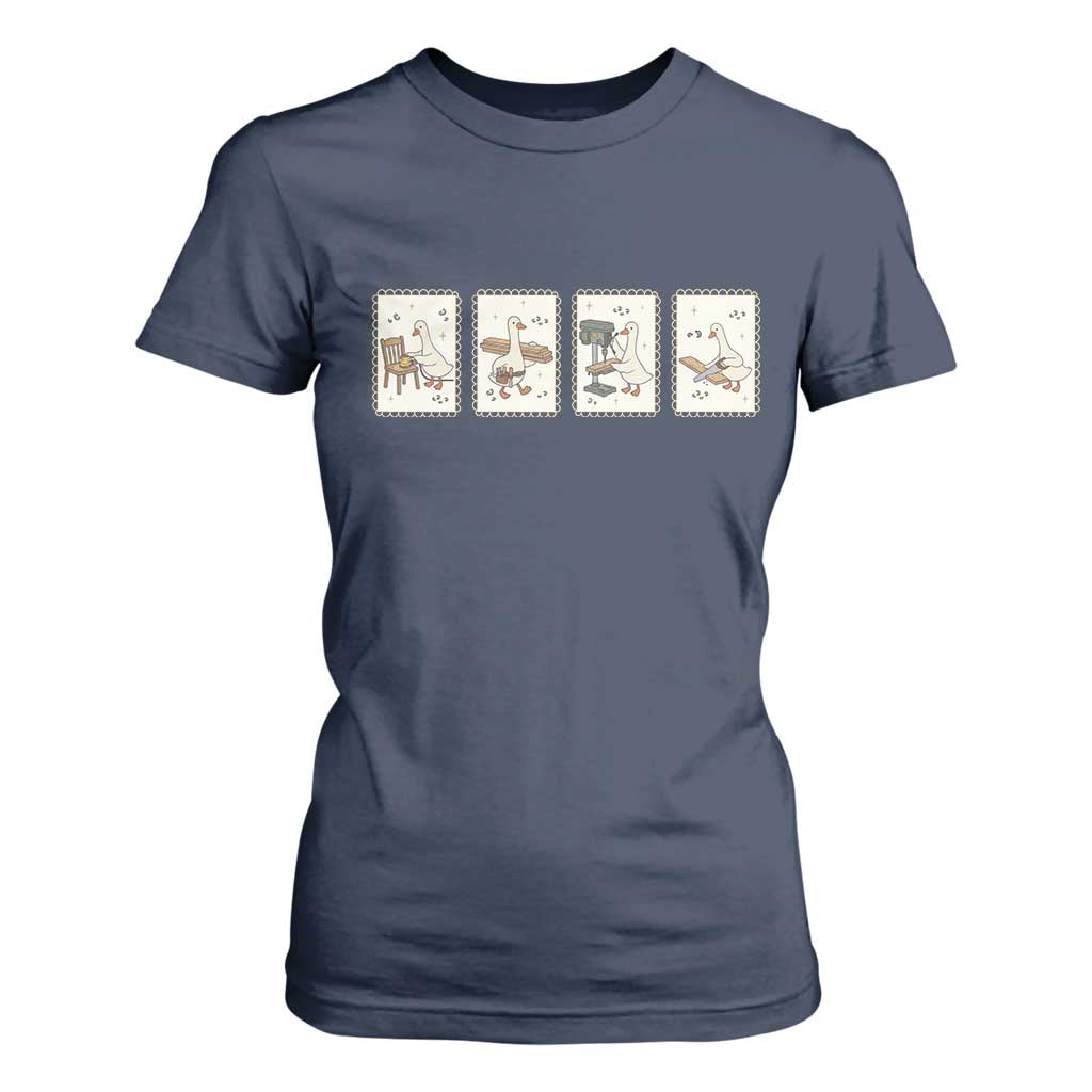 Silly Goose Carpenter T Shirt For Women Funny Woodworker Dad Gift TS12 Navy Print Your Wear