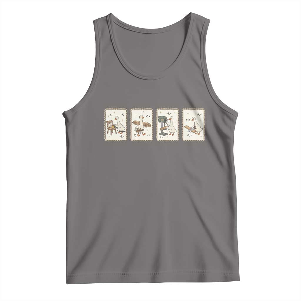 Silly Goose Carpenter Tank Top Funny Woodworker Dad Gift TS12 Deep Heather Print Your Wear