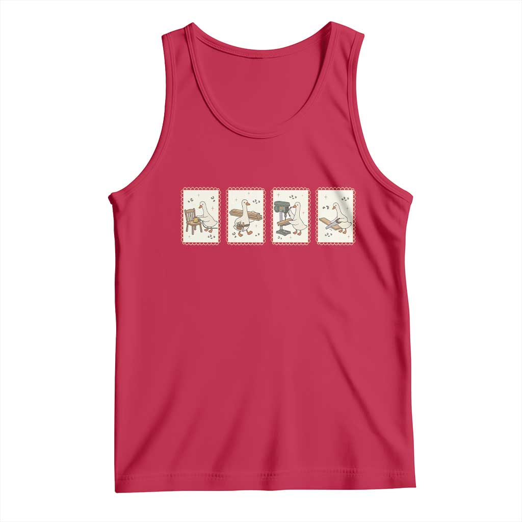 Silly Goose Carpenter Tank Top Funny Woodworker Dad Gift TS12 Red Print Your Wear