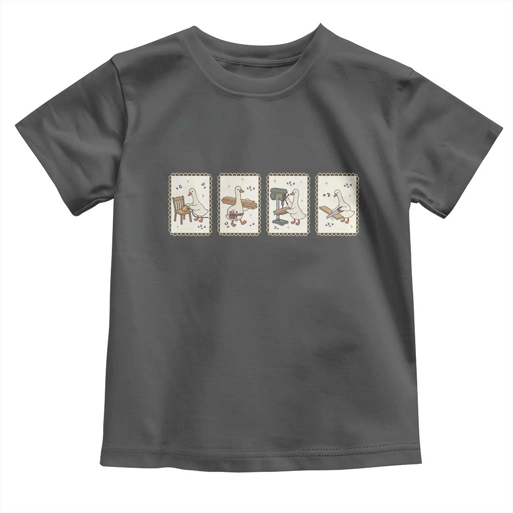 Silly Goose Carpenter Toddler T Shirt Funny Woodworker Dad Gift TS12 Dark Heather Print Your Wear