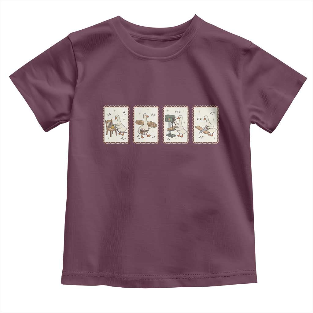 Silly Goose Carpenter Toddler T Shirt Funny Woodworker Dad Gift TS12 Maroon Print Your Wear