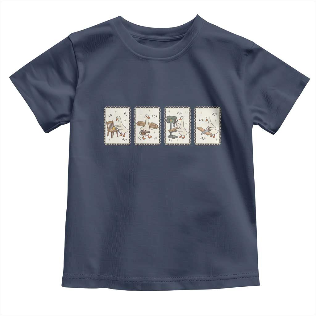 Silly Goose Carpenter Toddler T Shirt Funny Woodworker Dad Gift TS12 Navy Print Your Wear