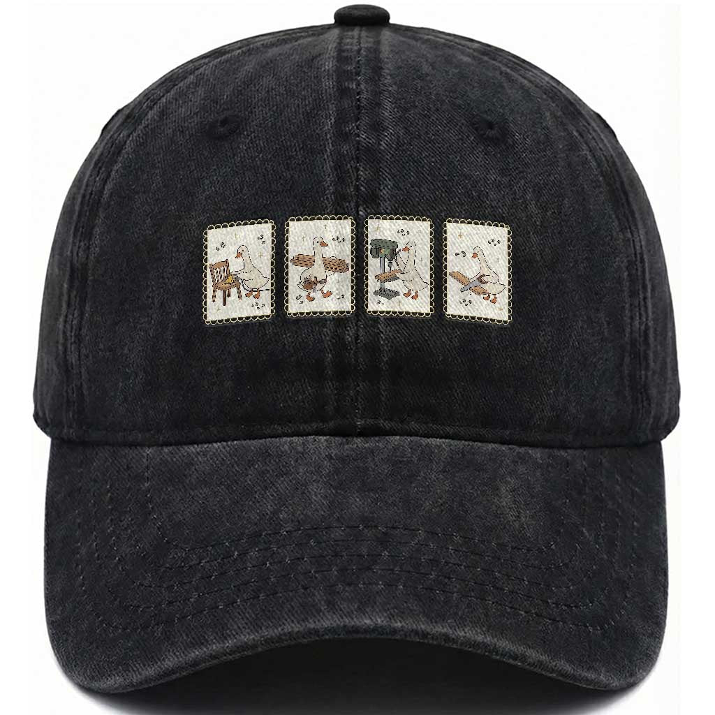Silly Goose Carpenter Washed Cotton Baseball Cap Funny Woodworker Dad Gift