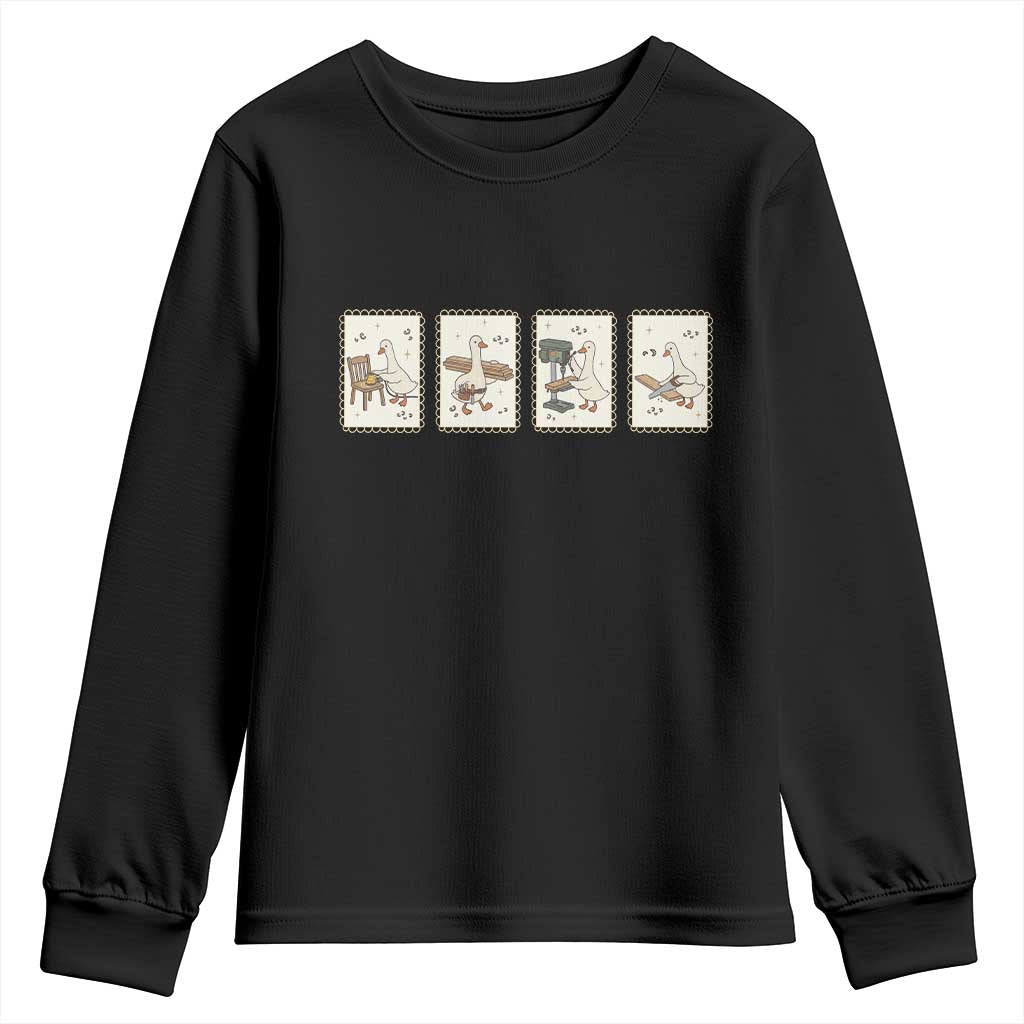 Silly Goose Carpenter Youth Sweatshirt Funny Woodworker Dad Gift