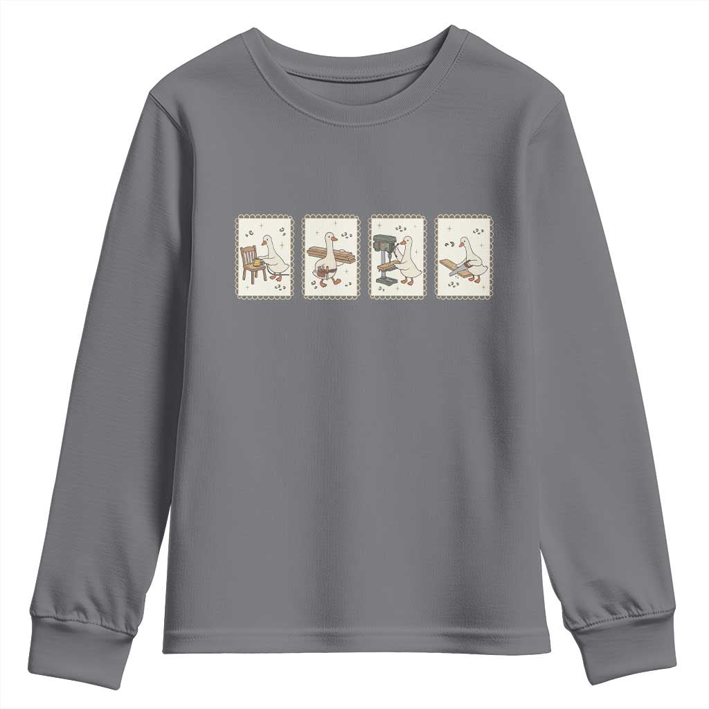Silly Goose Carpenter Youth Sweatshirt Funny Woodworker Dad Gift