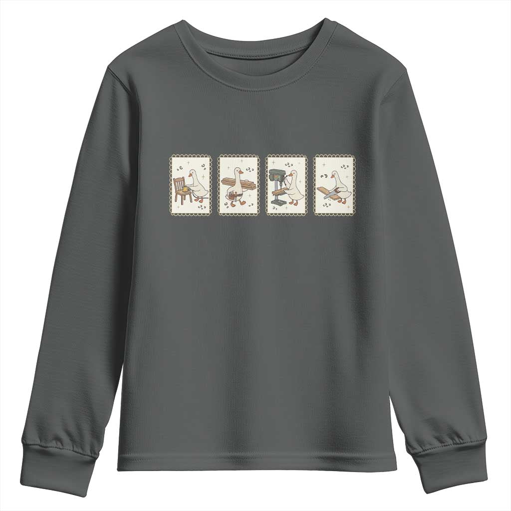 Silly Goose Carpenter Youth Sweatshirt Funny Woodworker Dad Gift