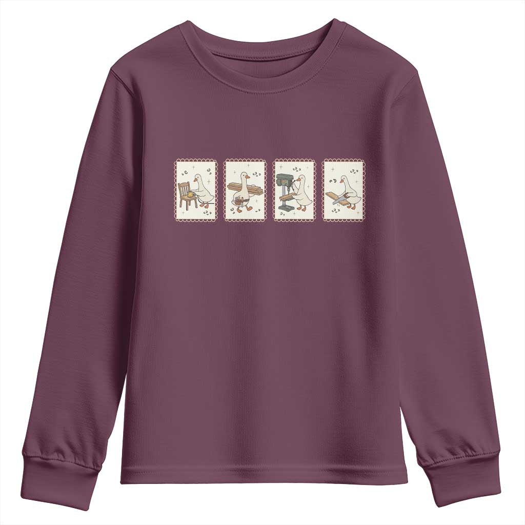 Silly Goose Carpenter Youth Sweatshirt Funny Woodworker Dad Gift