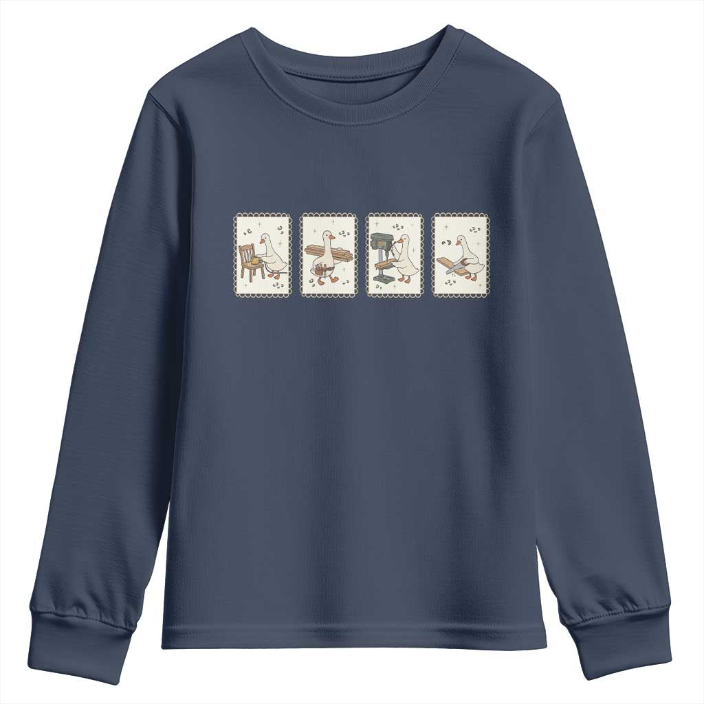 Silly Goose Carpenter Youth Sweatshirt Funny Woodworker Dad Gift