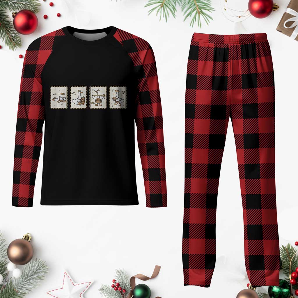 Silly Goose Builder Plaid Pajama Set Funny Woodworker Dad Gift