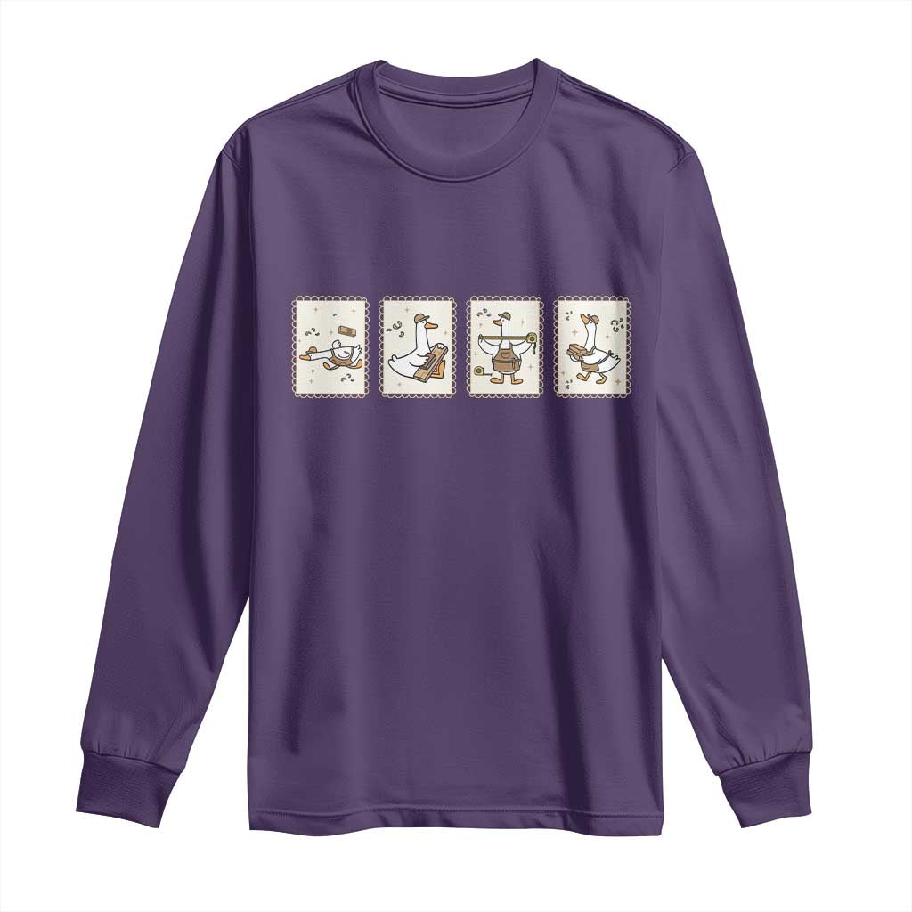 Silly Goose Builder Long Sleeve Shirt Funny Woodworker Dad Gift TS12 Purple Print Your Wear