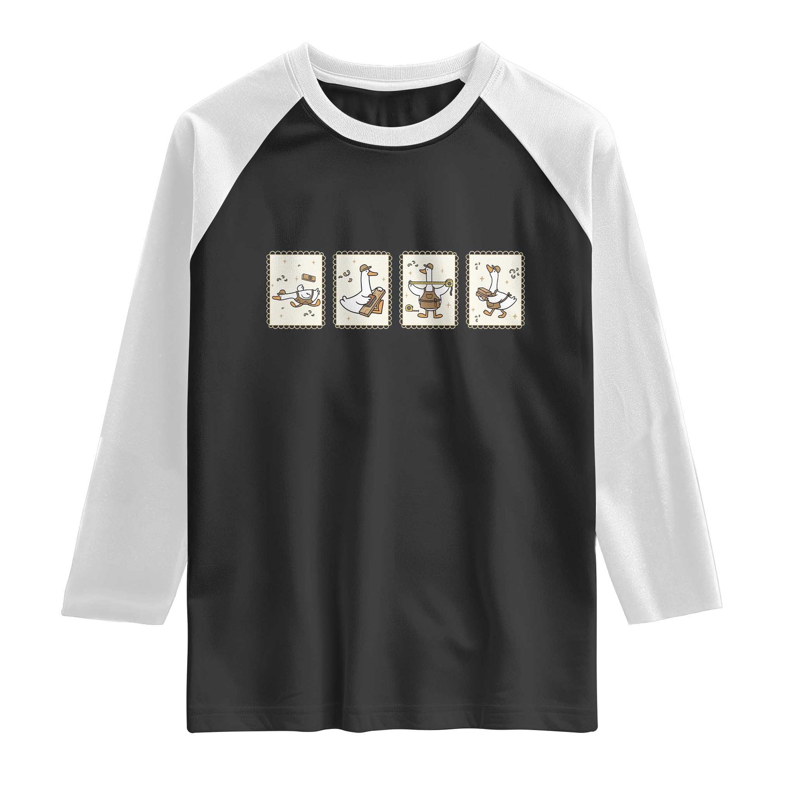 Silly Goose Builder Raglan Shirt Funny Woodworker Dad Gift TS12 Black White Print Your Wear